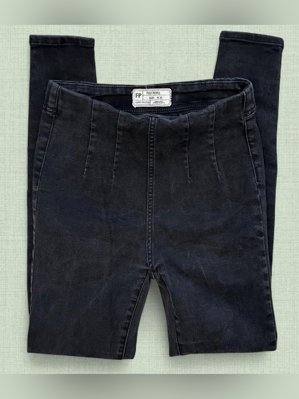 Free People Black Pull-On Denim Leggings in Size W 26